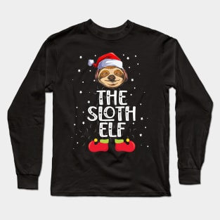 The Sloth Elf Christmas Elf Party Long Sleeve T-Shirt